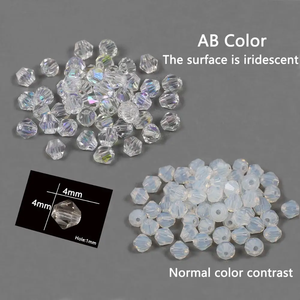 200pcs Austrian Transparency Crystal beads Bicone Glass Bead Loose Spacer Bead For DIY Bracelet Earrings Jewelry Making Supplies