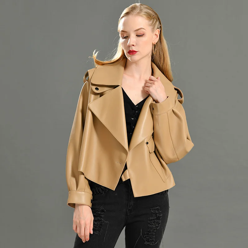 2023 New Arrival Women Autumn Winter Genuine Leather Jacket Coat Real Sheepskin Oversized Korean Ladies Outwear Female