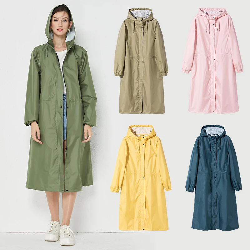 zhouxiaoxi 2002 Women Raincoat Long Rainwear Men Rain Coat Impermeable Poncho Waterproof Rain Cape Cover Hooded Universal