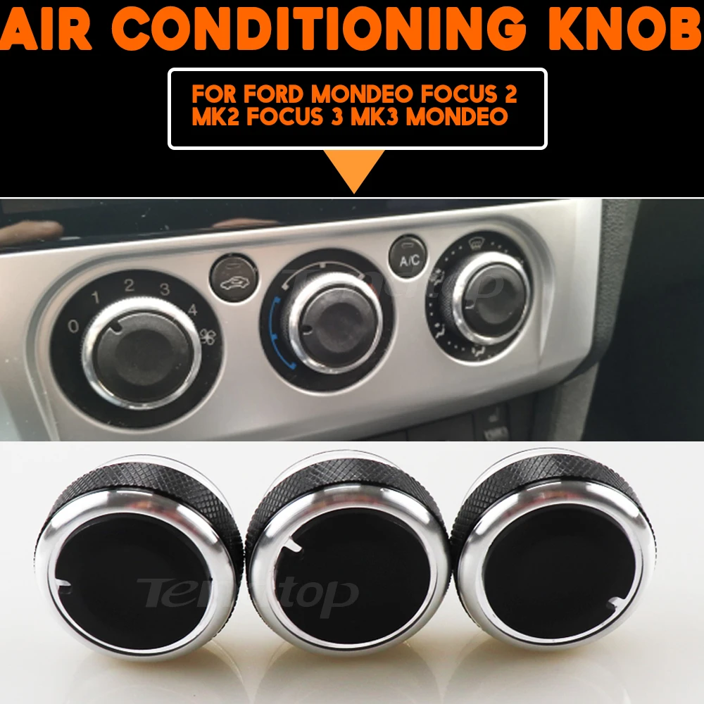 For FORD FOCUS 2 MK2 Focus 3 MK3 Mondeo C-MAX 3PCS Air Conditioning Knob Car Air Conditioning Heat Control Switch Knob