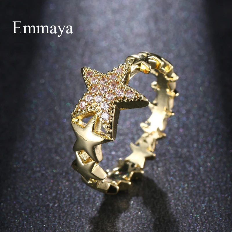 Emmaya Ingenious Design Round Five-pointed Star Cubic Zircon Charming Ring Three Colors For Women Fahsion Dress-up In Party