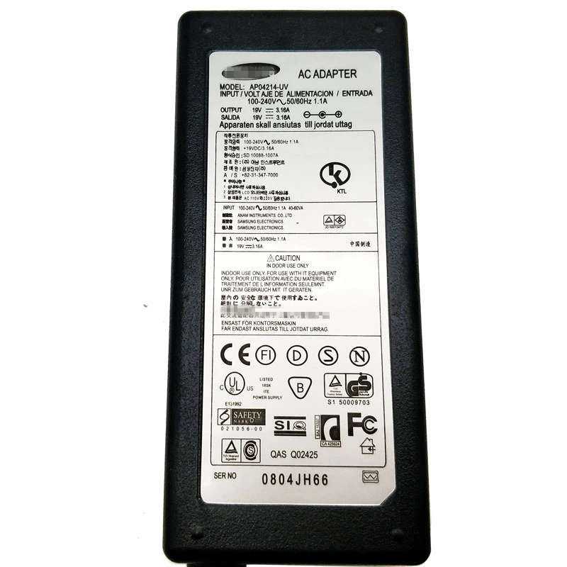 19V 3.16A 60W 범용 전원 어댑터 충전기 R430 R700 R23 R20 R25 R39 R40 R58 R70 R26 R510 Q35 Q40 Q45 Q70 Q68