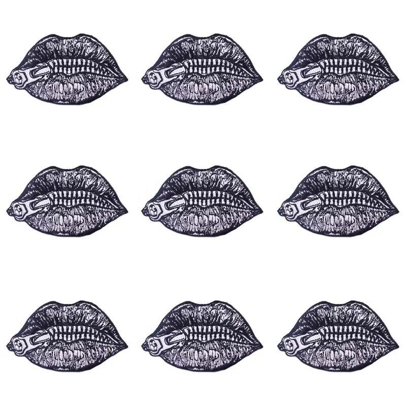 Badges For Clothes 10 PCS Wholesale Zipper Mouth Embroidered Patches For Clothing Stickers Punk Patch Iron On Patches On Clothes