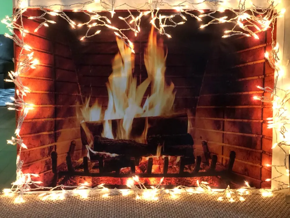 Laeacco الطوب جدار الموقد الخشب النار حرق لهب التصوير خلفية الطفل صورة خلفية الصورة استوديو التصوير