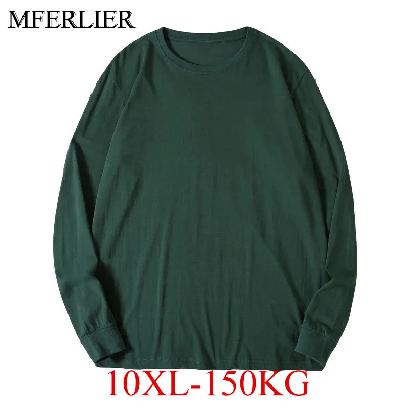 Spring Autumn Oversized T-shirt Men 10XL 150kg 9XL 8XL 7XL 6XL 5XL Long Sleeve Loose T-shirt