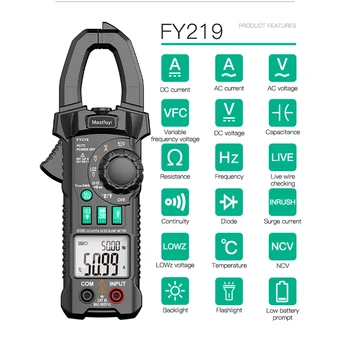 FUYI Digital Clamp Meter DC AC Multimeter Pinza Amperimetrica True RMS High Precision Capacitance Hz NCV Ohm Ammeter Tester