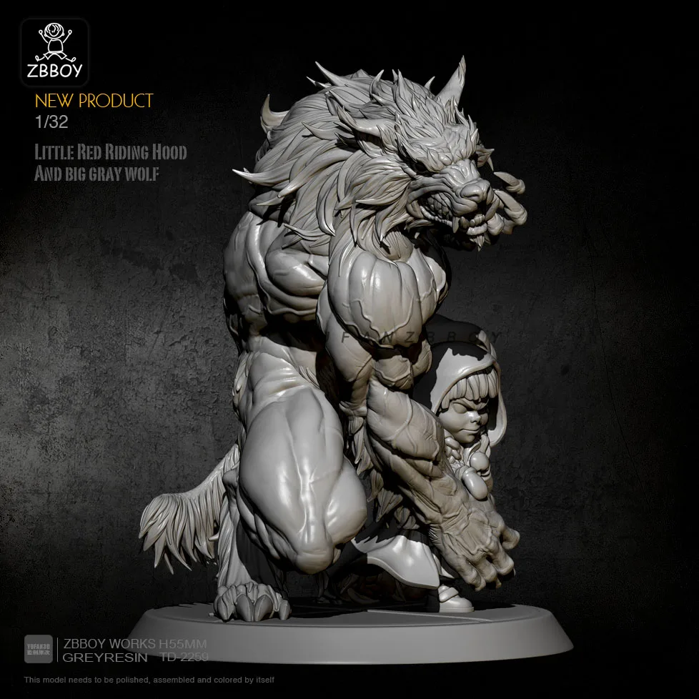 Kits de figurines reissa, modèle petit chaperon rouge et le gardien du loup géant, 1/24