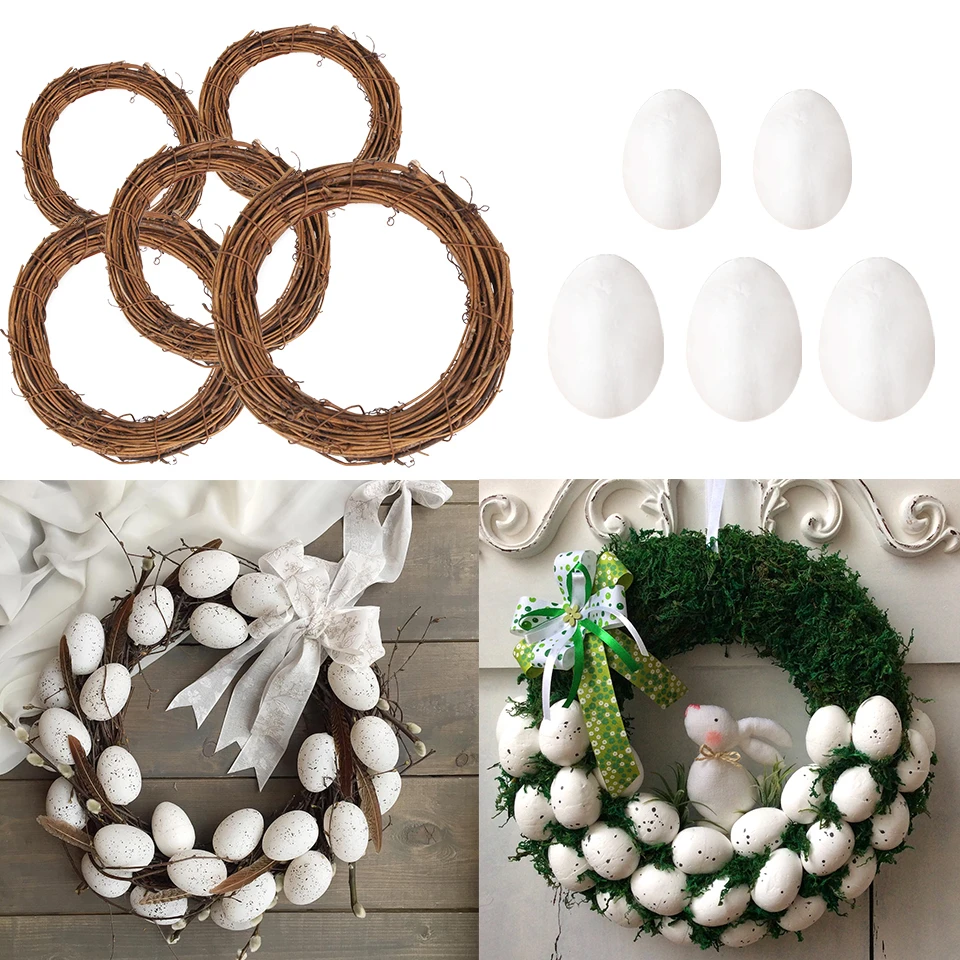 Decoración de Pascua DIY, corona de ratán Natural para decoración de huevos de Pascua, recuerdos de fiesta de Pascua para niños, regalos de fiesta de Pascua felices, suministros para el hogar