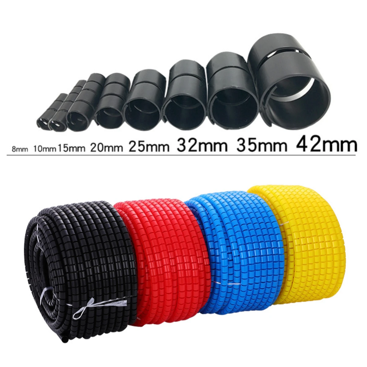 1 Meter 8/10/15/20/25mm Line Organizer Pipe Protection Spiral Wrap Winding Cable Wire Protector Cover Tube(Without Wire-Finder)