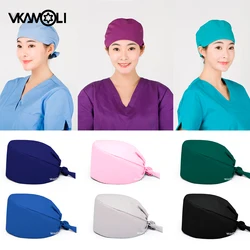 Wholesale Solid color scrubs caps Doctor nurse Scrubs hat Beauty ICU clinical Work Hats Lab nursing scrubs cap womens and men