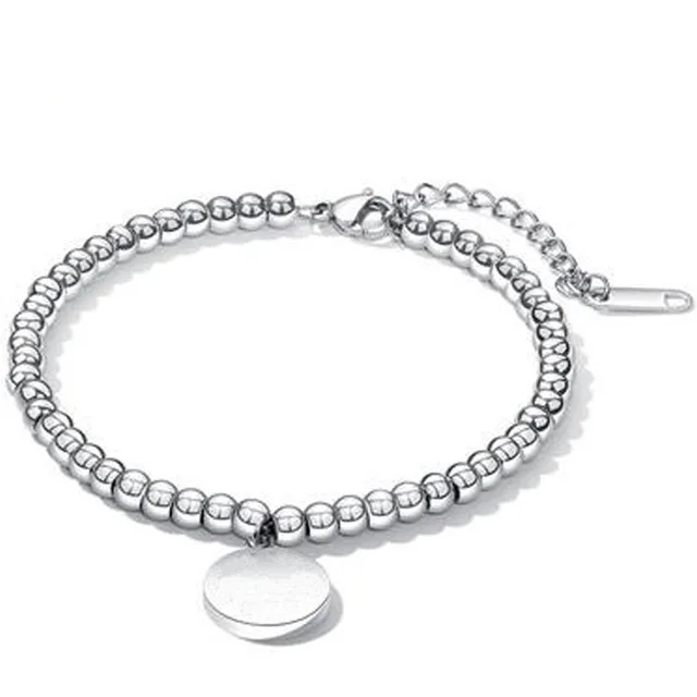 Women's Stainless Steel Charm Beaded Bracelet