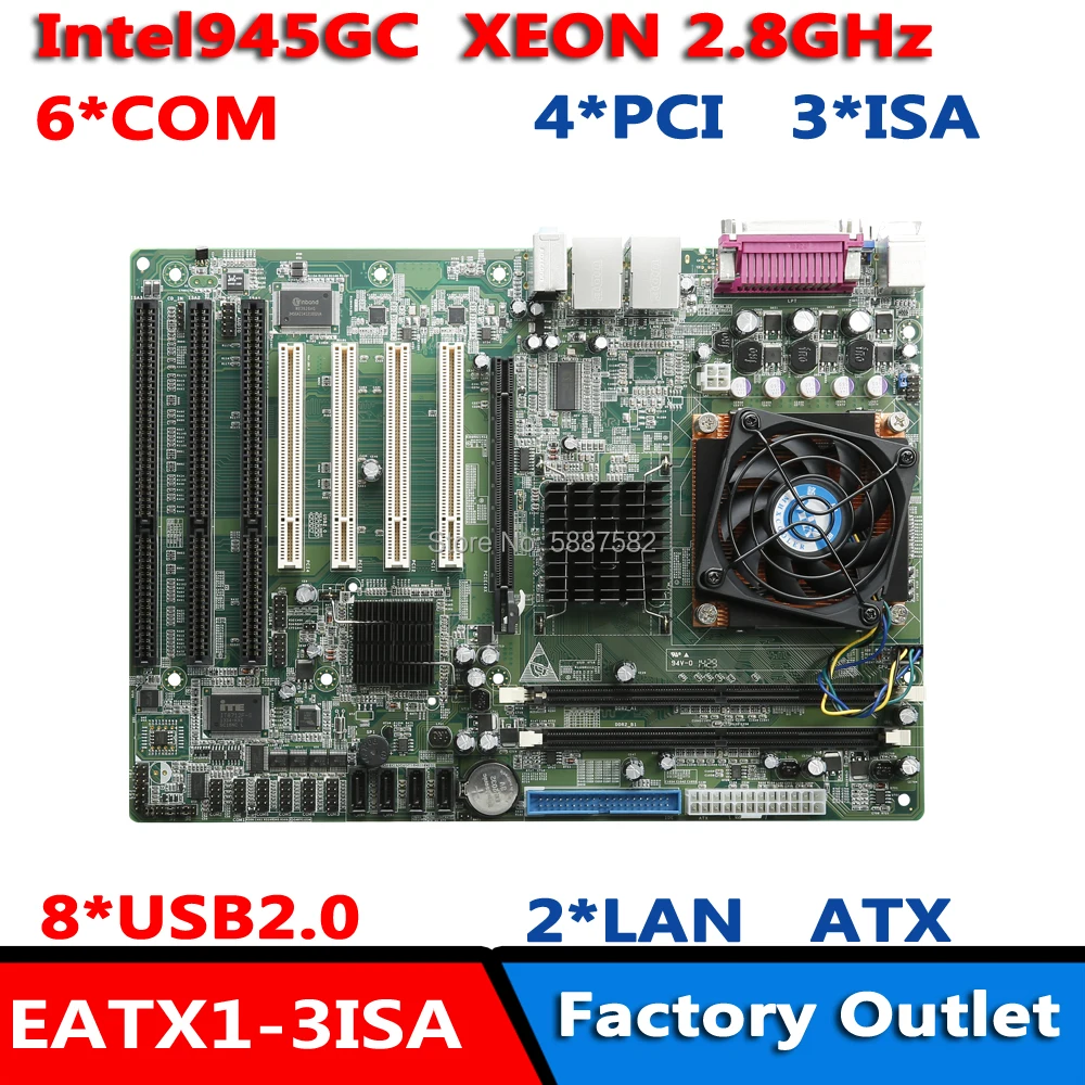 Placa-mãe inteligente 945GC Xeon, ATX DDR2 com slot ISA, PCI, PCIe x16, COM,LPT, SATA,IDE, 2,4 GHz