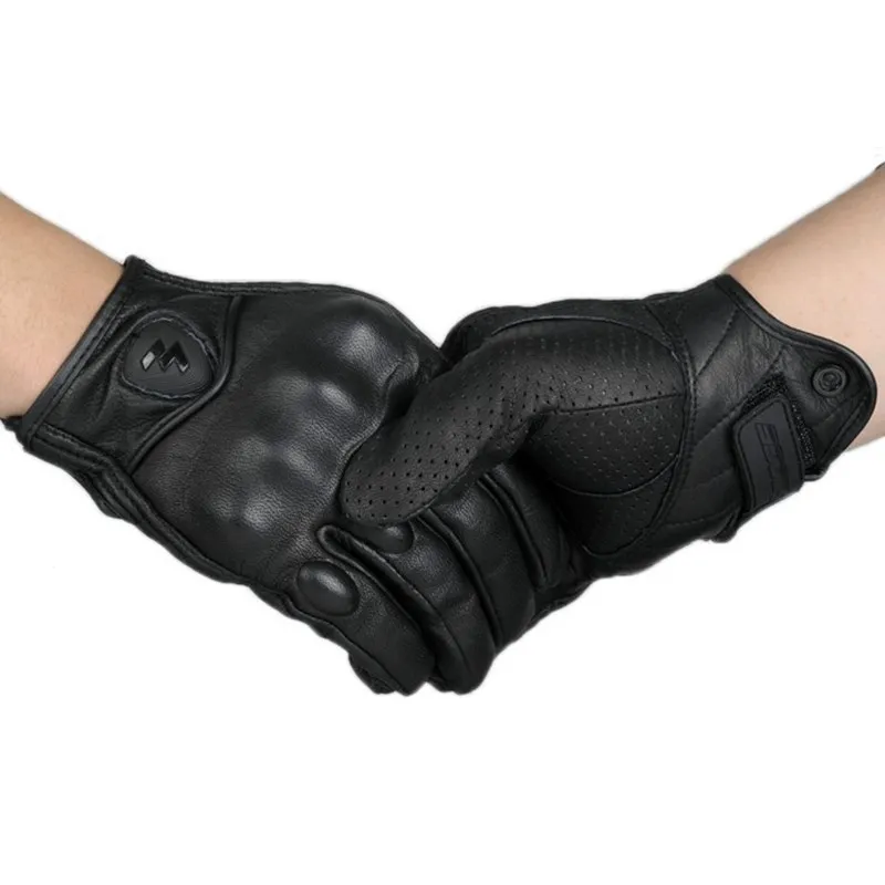 Motorcycle Gloves black Racing Genuine Leather Motorbike white Road Racing Team Glove men summer winter