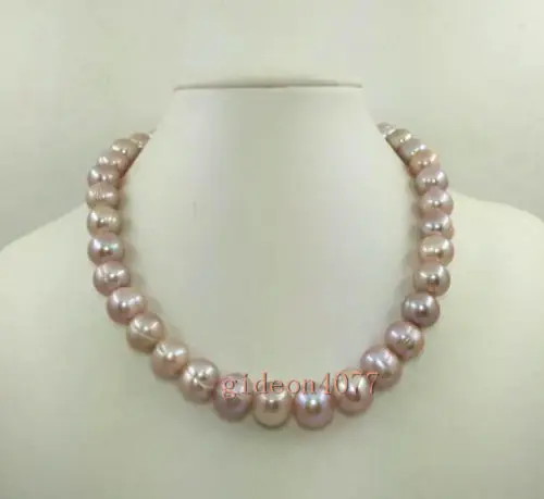 

AAA natural 9-10 mm baroque south sea pink pearl necklace 18 " 14 K gold