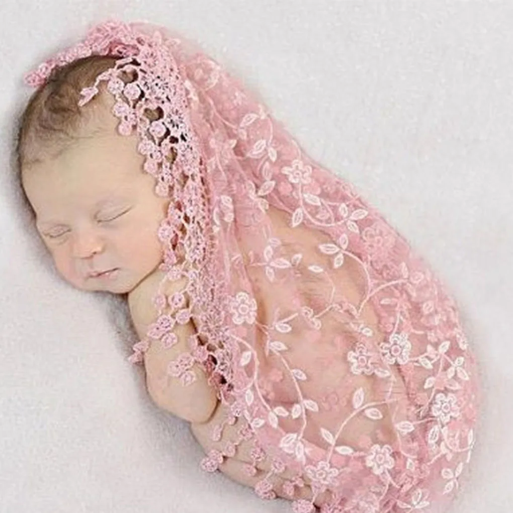 Lace Newborn Photo Wraps Props Embroidery Lace Wraps Blanket Wraps Scarf Baby Photo Props Girls Shoot Flower Soft Blanket Wraps