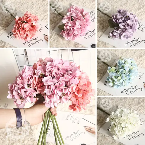 마카롱 시뮬레이션 수국 식물 분재 웨딩 장식, 인스 바람 시뮬레이션 부케, 방 장식 용품, 35cm, 2/5 개