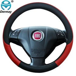 100% DERMAY Brand Leather Car Steering Wheel Cover Anti-slip for Fiat Grande Punto PUNTO/Punto Evo Van Auto Accessories