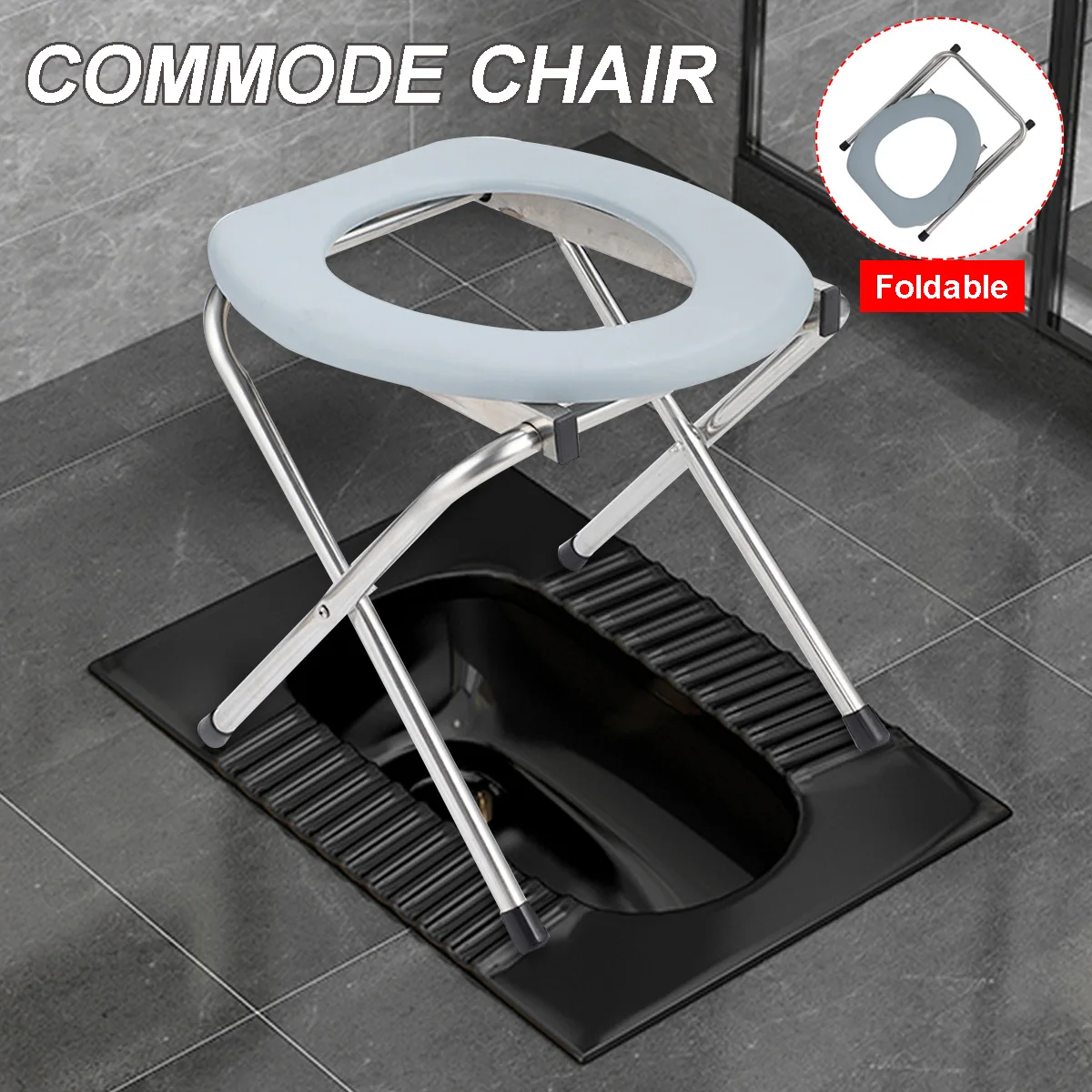 

Foldable Commode Chair Medical Bedside Potty Chair For Elderly Pregnant Women Toilet Stool Mobile Squatting Chair Shower Chairs