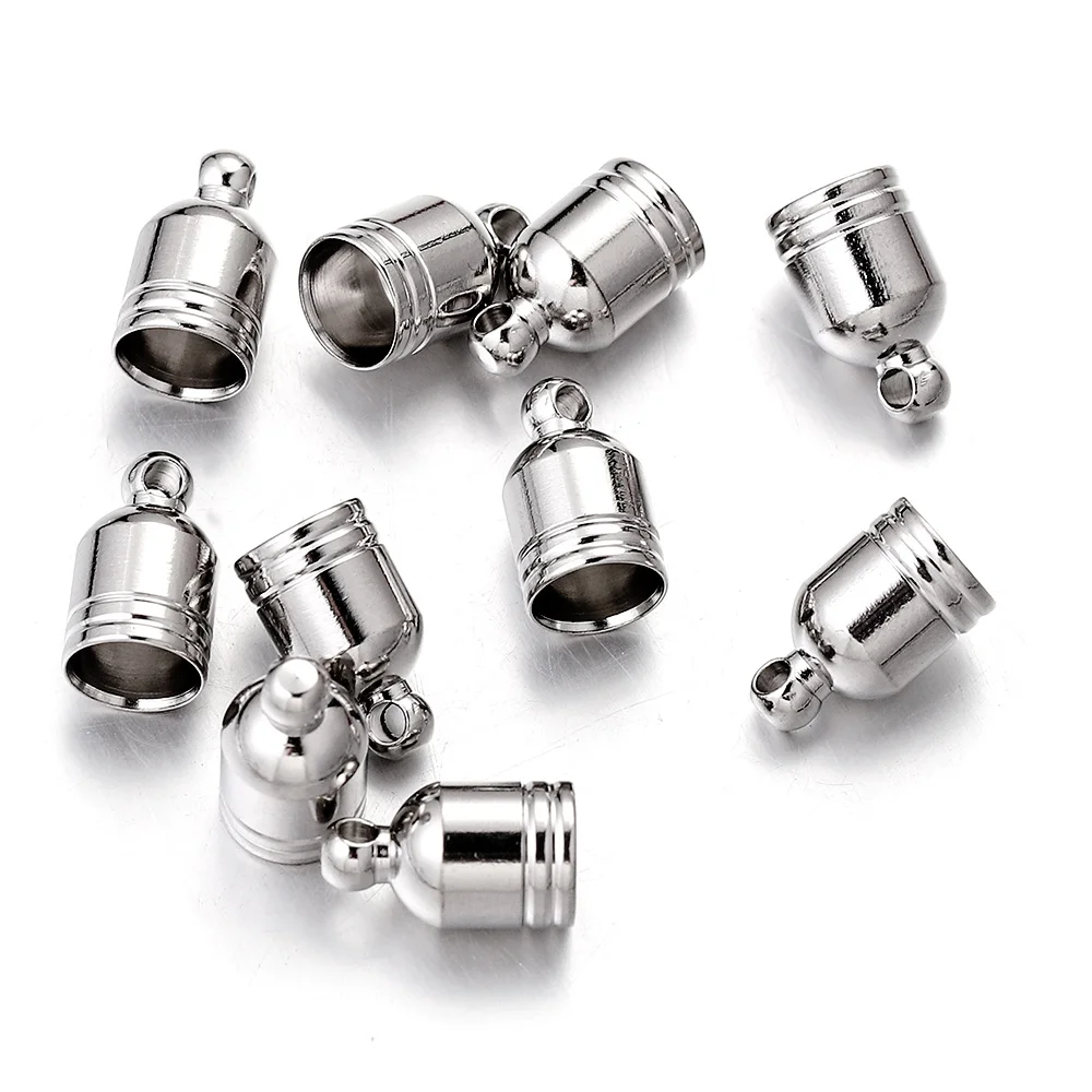 10szt partia 4 5 6 7 8 10mm Zapięcia ze stali nierdzewnej Haki Sznury Zaślepki Sznurek Biżuteria Bransoletka Naszyjnik DIY Biżuteria Findings
