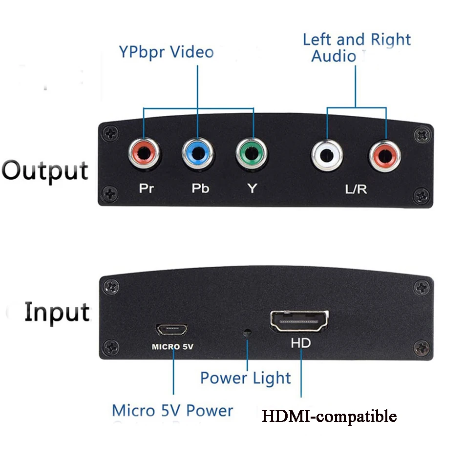 YPBPR komponent 5 RCA wideo R/L konwerter Audio złącze adaptera kompatybilny z HDMI do adaptera projektora Monitor HDTV DVD 1080P