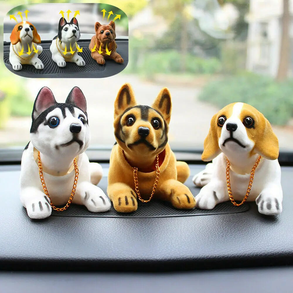 1PC Puppy Dog Toy Swing Head Shiba Husky Nodding Moving Bobble Car Home Decor Gift Small Animal Car Ornaments YYY1343