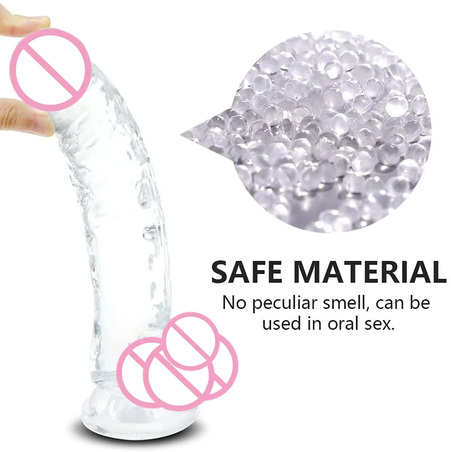 Soft Jelly Dildo Realistic Penis Strong Suction Cup Anal Butt Plug Dick Toy for Adult Erotic G-Spot Orgasm Sex Toys for Woman