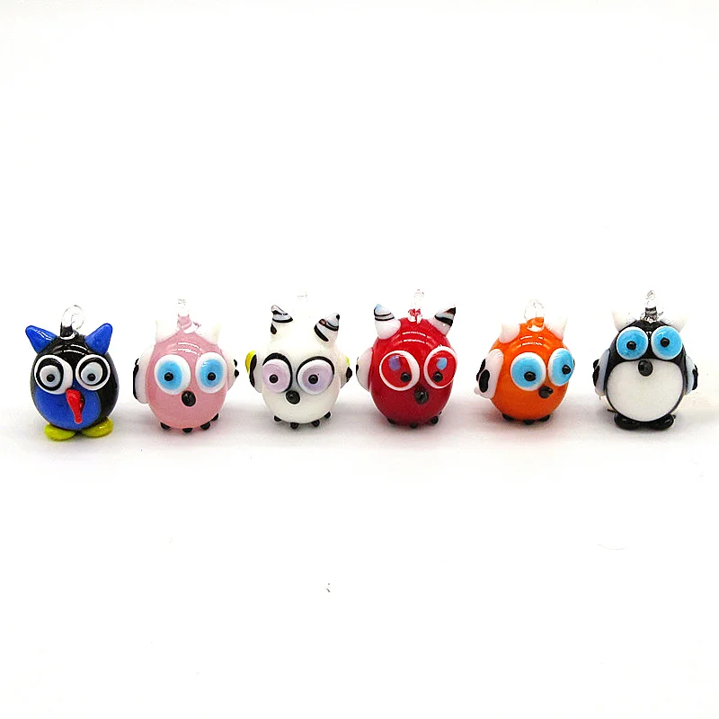 

2pcs Kawaii Mini Owl Charm Cute Glass Bird Figurine Pendant Ornaments Halloween Decor for DIY Fashion Jewelry Making Accessories