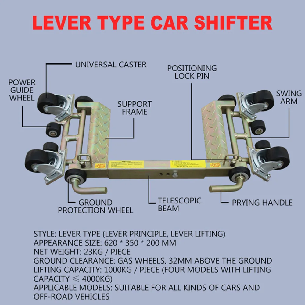 3T Hydraulic Car Moving Machine Max Moving Universal Wheel Car Mover Hydraulic Trailer Vehicle Mobile Device