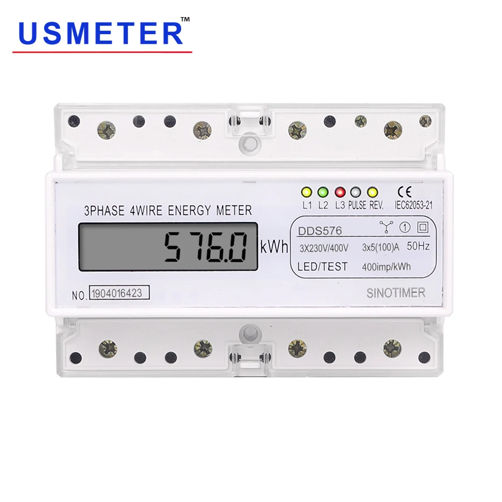 DDS576 380V 100A LCD Display Smart Electric Meter 3 Phase Power Meter DIN Rail 7P Wattmeter in Energy Meters Electricity Meter