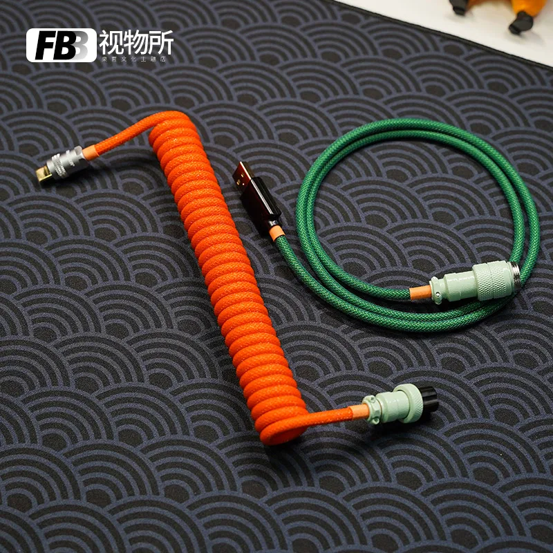 

FBB Cables Aerial Plug Data Cable Handmade DIY Detachable Coiled Cable Keyboard Type-C Mini Mirco To USB Mechanical Keyboard