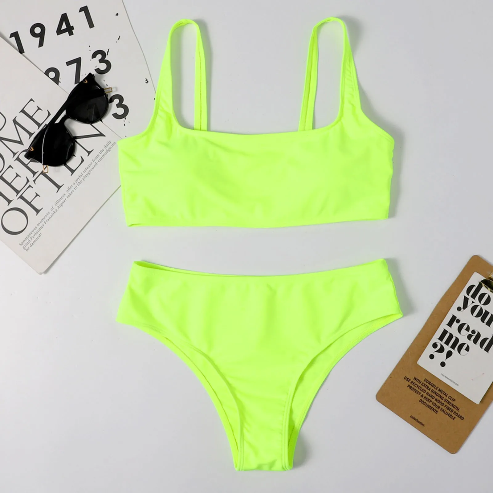 Swimwear For Teenage Girls Aesthetic 2021 Women Push Up High Cut Hight Waist Halter Bikini Set Two Piece Swimsuit топик женский