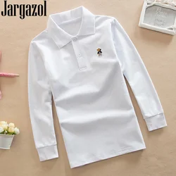 Jargazol Autumn Boys Shirts Long Sleeve Polo Shirt Teenagers School Tops Little Kids Clothes Fashion Outfits Cartoon Embroidery