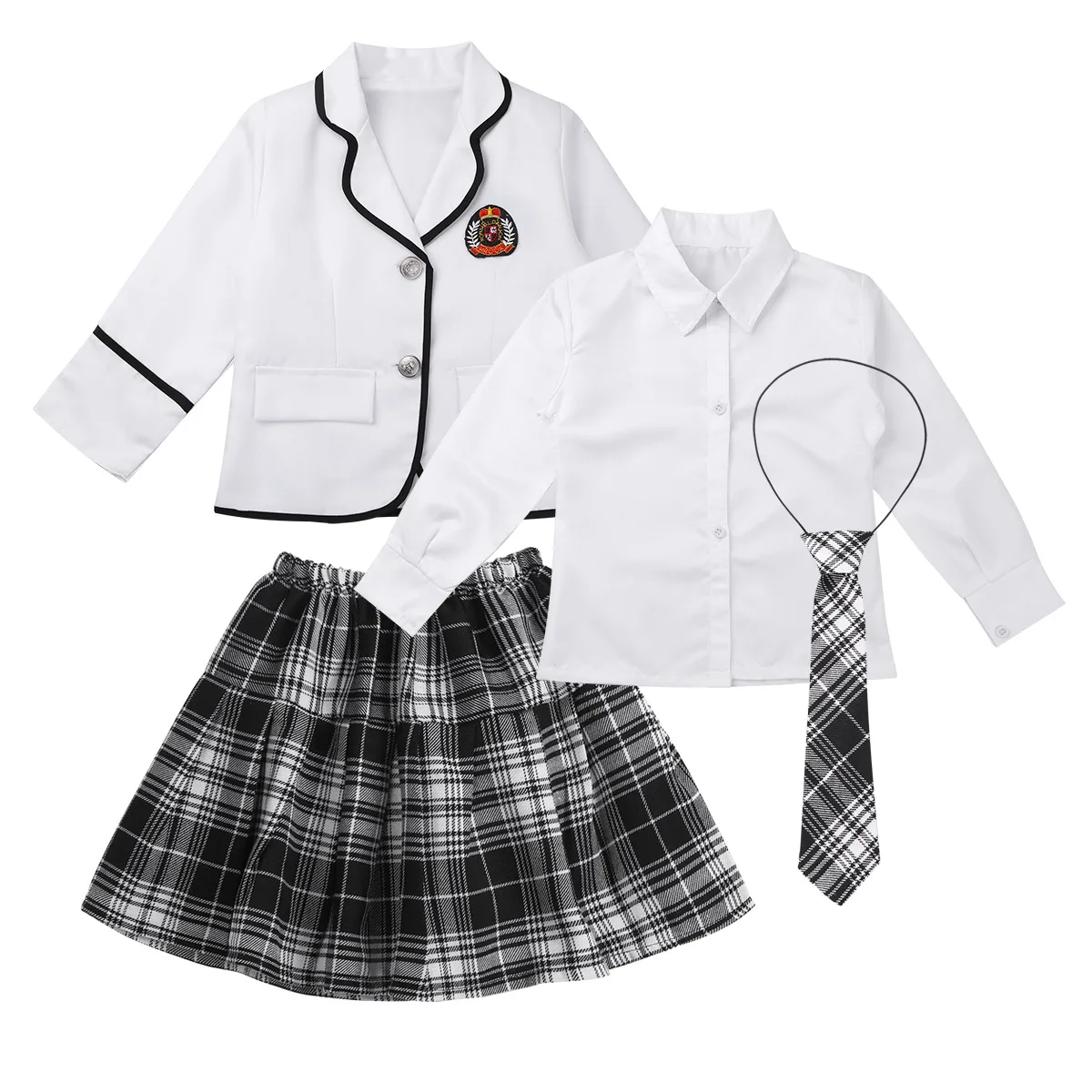 Britse Stijl Kinderen Schooluniform Set Meisjes Junior High School Campus Dagelijks Dragen Studenten Koor Toneelkostuum