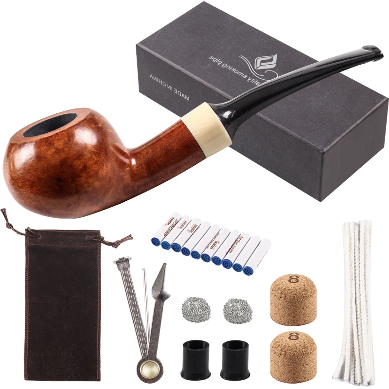 

Smoking pipe,Small shiny tobacco pipe,manual Tobacco pipe,Accessories,3 in 1 scraper,Pipe cleaners Phoebe Detachable-brown