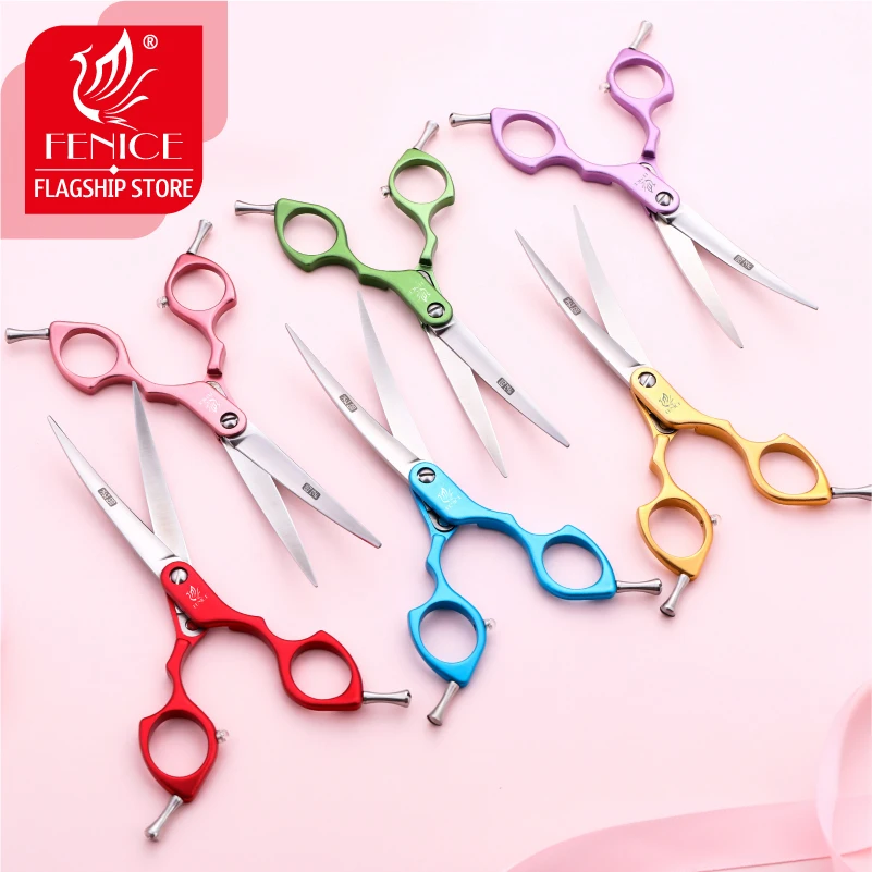 Fenice 6.0/6.5 inch Dog Pet Grooming Tools Scissors Curved JP440C Shear Teddy with High Quality Alloy Handle Light and Soft 가위