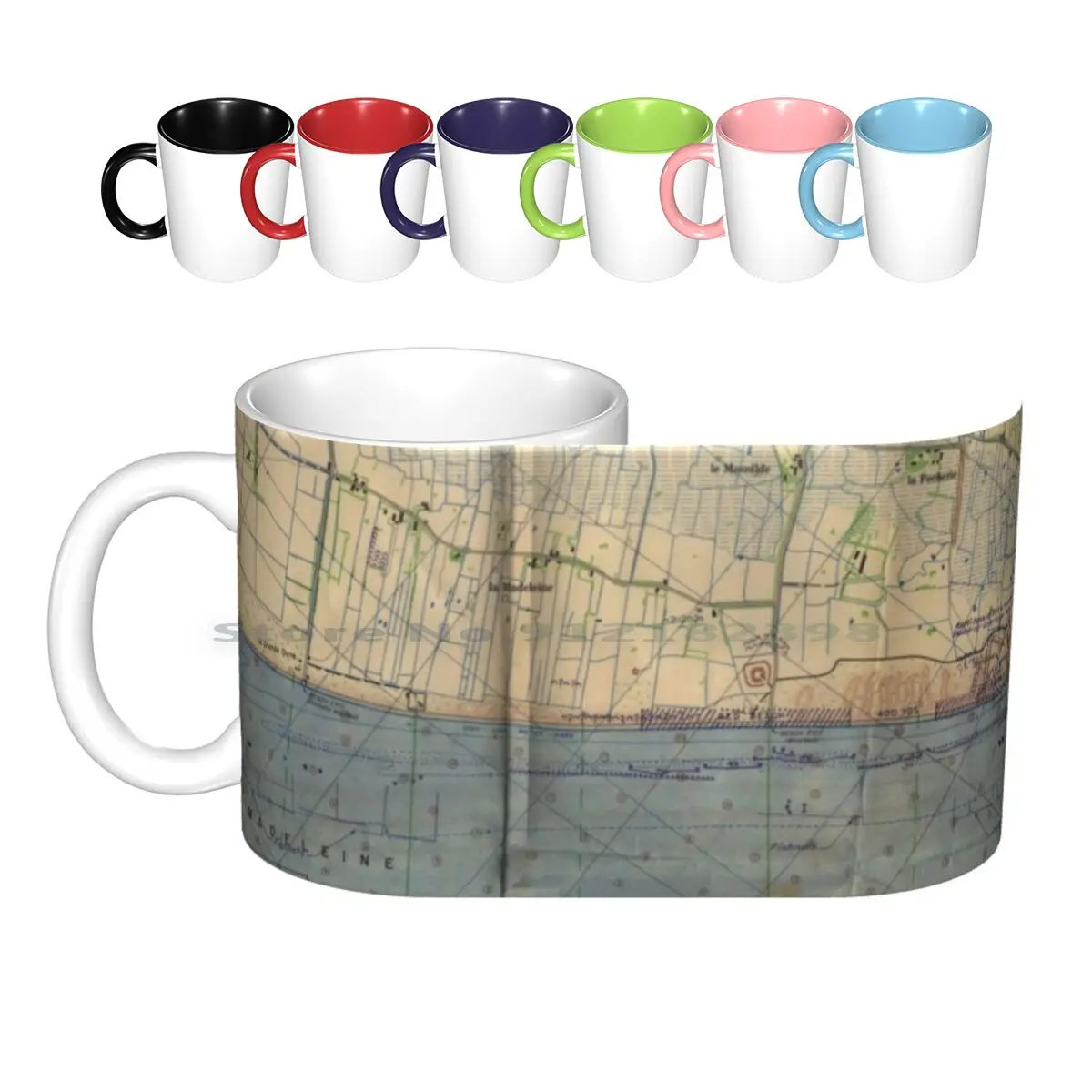 Vintage Beach D-Day Invasion Map ( 1944 ) Ceramic Mugs Coffee Cups Milk Tea Mug Operation Overlord Beach Normandy Invasion