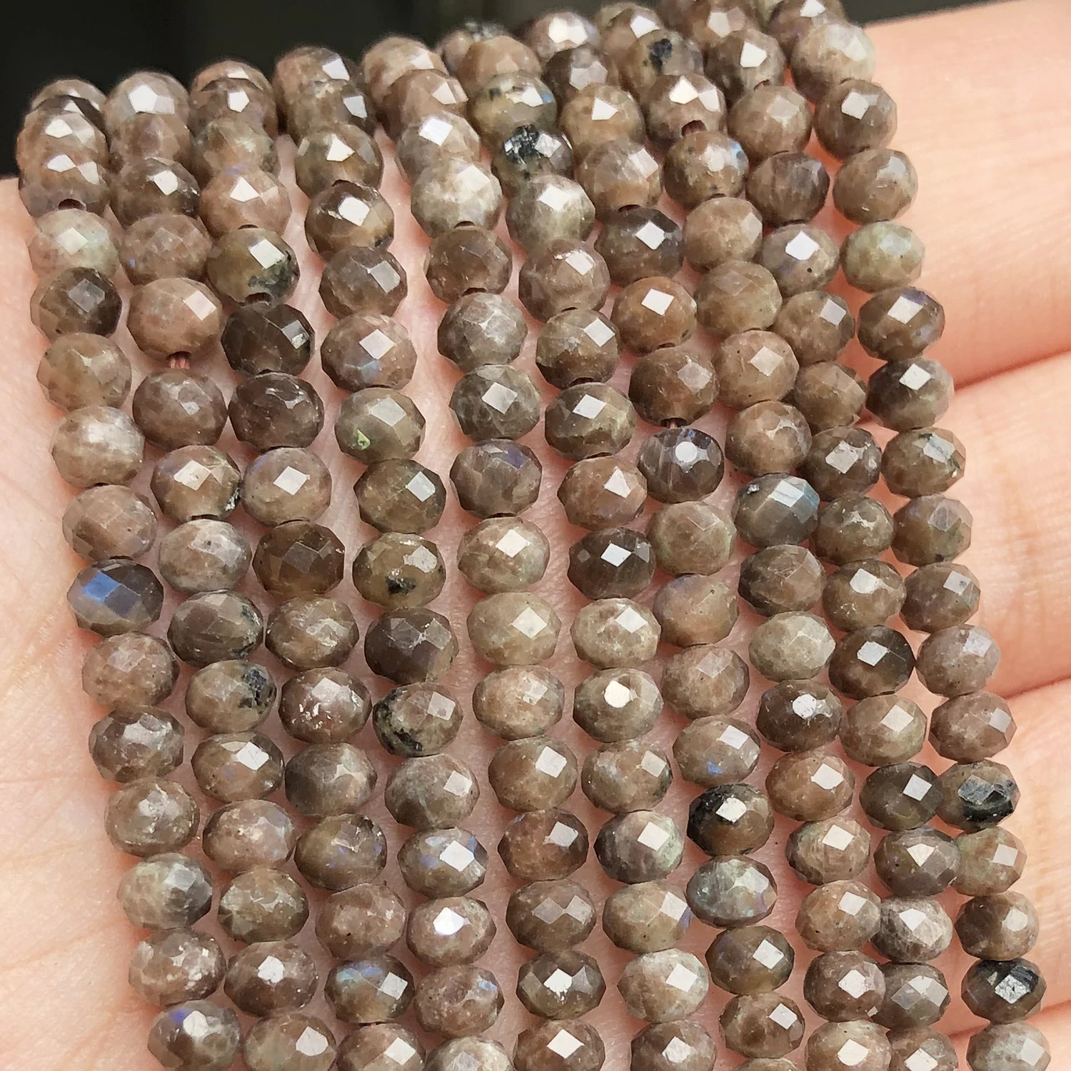 4x3mm Faceted Natural African Labradorite Stone Beads Small Round Loose Rondelle Beads for Jewelry Making DIY Bracelet Earrings