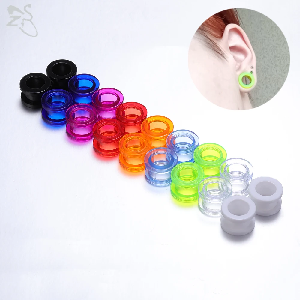 ZS 1 Pair Colored Acrylic Ear Plug And Tunnel Clear Green Black Ear Gauges 2-16MM Screw Ear Expander Sterchers Piercing Jewelry