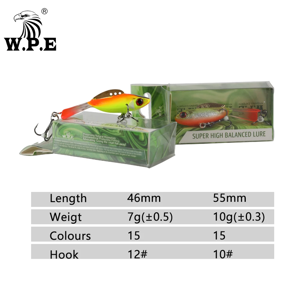 W.P.E Ice Winter Fishing Lure 1pcs 46mm/55mm 15color Hard Lure Balancer Fishing Tackle Lead Jigging Artificial Bait for Ice