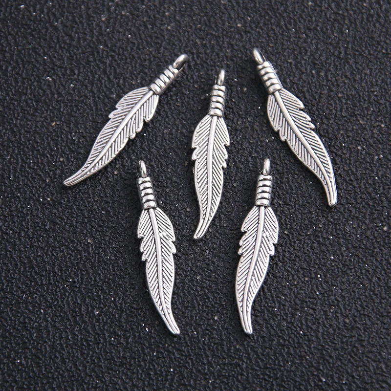 20PCS 6*31mm Four Color Zinc Alloy Feathers Charms Diy Jewelry Findings Jewelry Accessories Wholesal