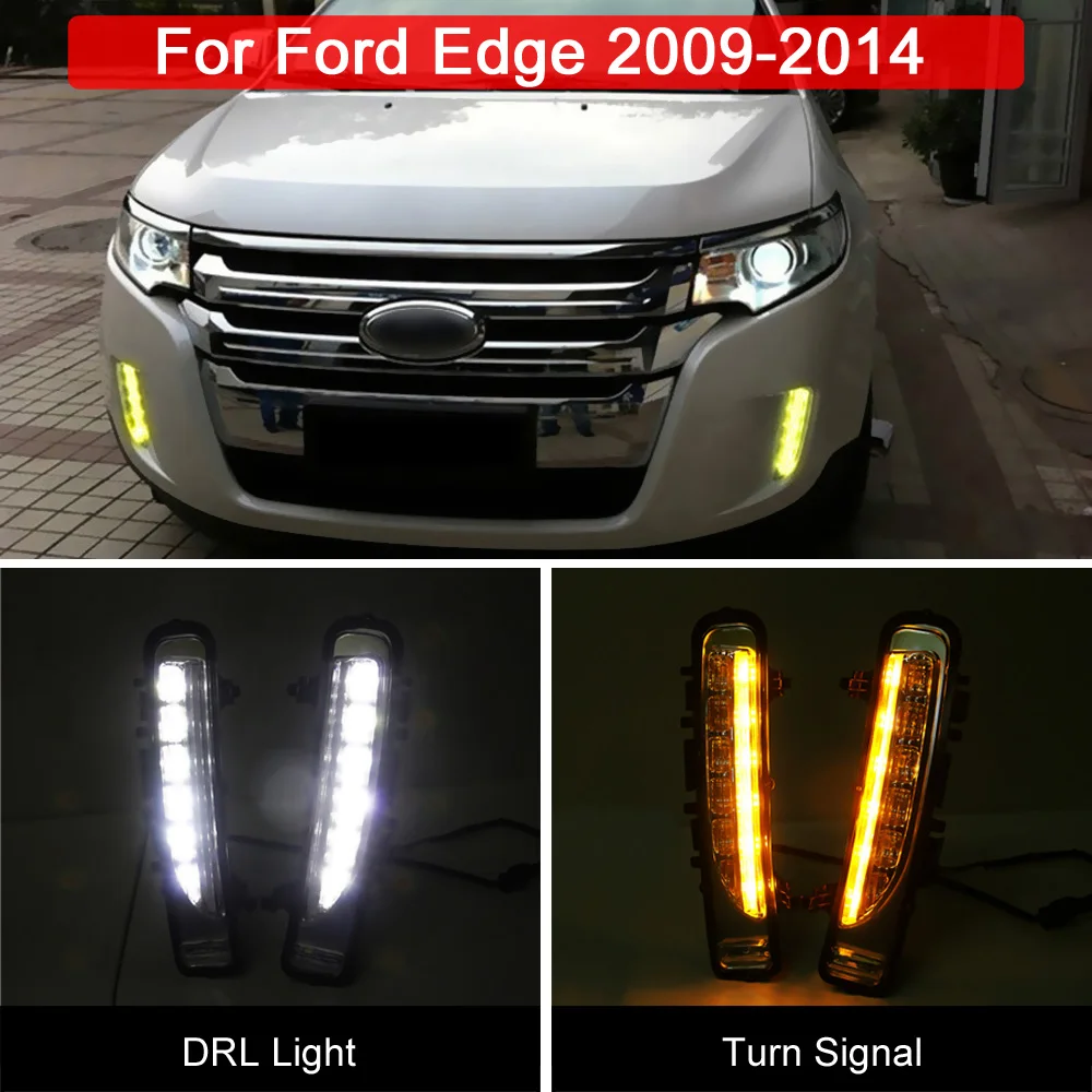 

LED Fog Lamp White DRL Daytime Light Amber Turn Signal Light For Ford Edge 2009 2010 2011 2012 2013 2014