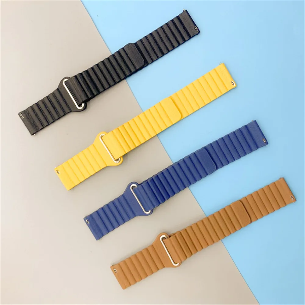 20mm 22mm Loop Leather Strap for Samsung Galaxy Watch Band Active 2 40/44mm Magnetic Bracelet Gear Sport S3 42mm 46mm Wristbands