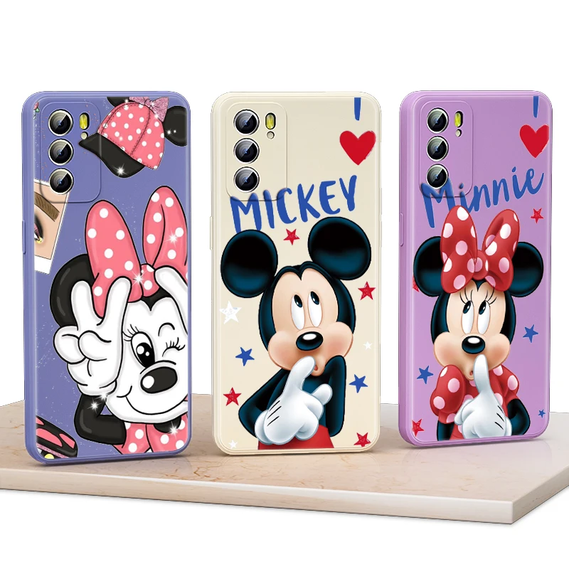 Mickey Minnie Fashion Happy Phone Case For OPPO Reno 6 5 5K 5F 4F 4Z 4 3 2 2F 2Z Z Pro Plus Lite 5G Liquid Silicone Soft Capa