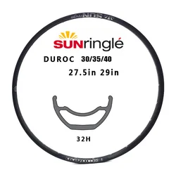 Mountain Rim Sunringle Durac 30/35/40 27.5/29 Inch Sleeved Edge 32H/28H Aluminum  RimsTubeless Ready For XC TR Bike Spare Parts