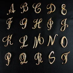New Fashion Rhinestone 26 English Letters Pin Golden Color Brooches Trend Personality Clothing Accessories Women Gifts,1 Piece