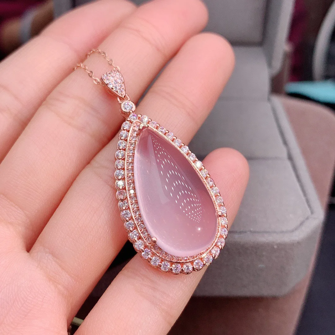 Luxurious Halo Oval Ring 925 Silver 10x14mm Rose Quartz Women Jewelry Natural Gemstone Engagment Rings