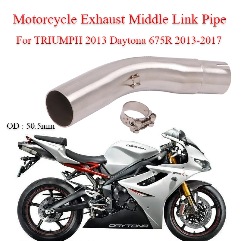 

Motorcycle Exhaust Moto Escape Modified Connection Middle Link Pipe 51mm Slip On For TRIUMPH 2013 Daytona 675R 2013-2017 Years