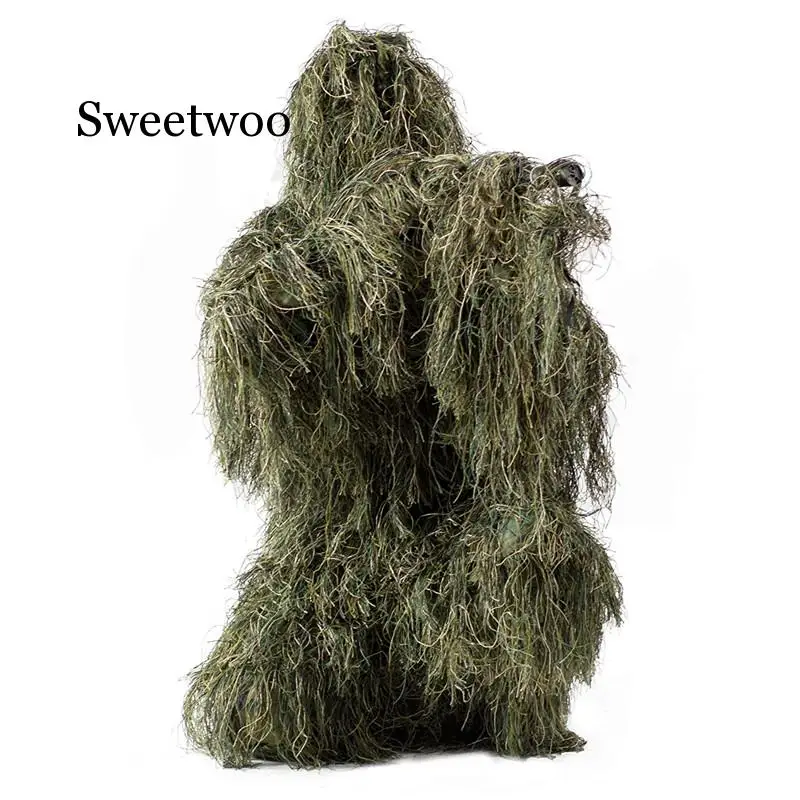 

Hunting Ghillie Suit Camo Woodland Camouflage Forest 3D Tactical Suits Sniper Clothes Hunt Outdoor Costume for Unisex Adults