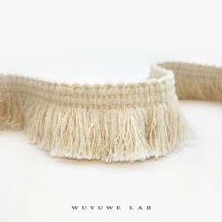 1m Thick Beige Cotton Thread Strip Fringe Lace Trim DIY Clothing Accessories Tassel Clothes Pillow Home Curtain Decoration 4cm