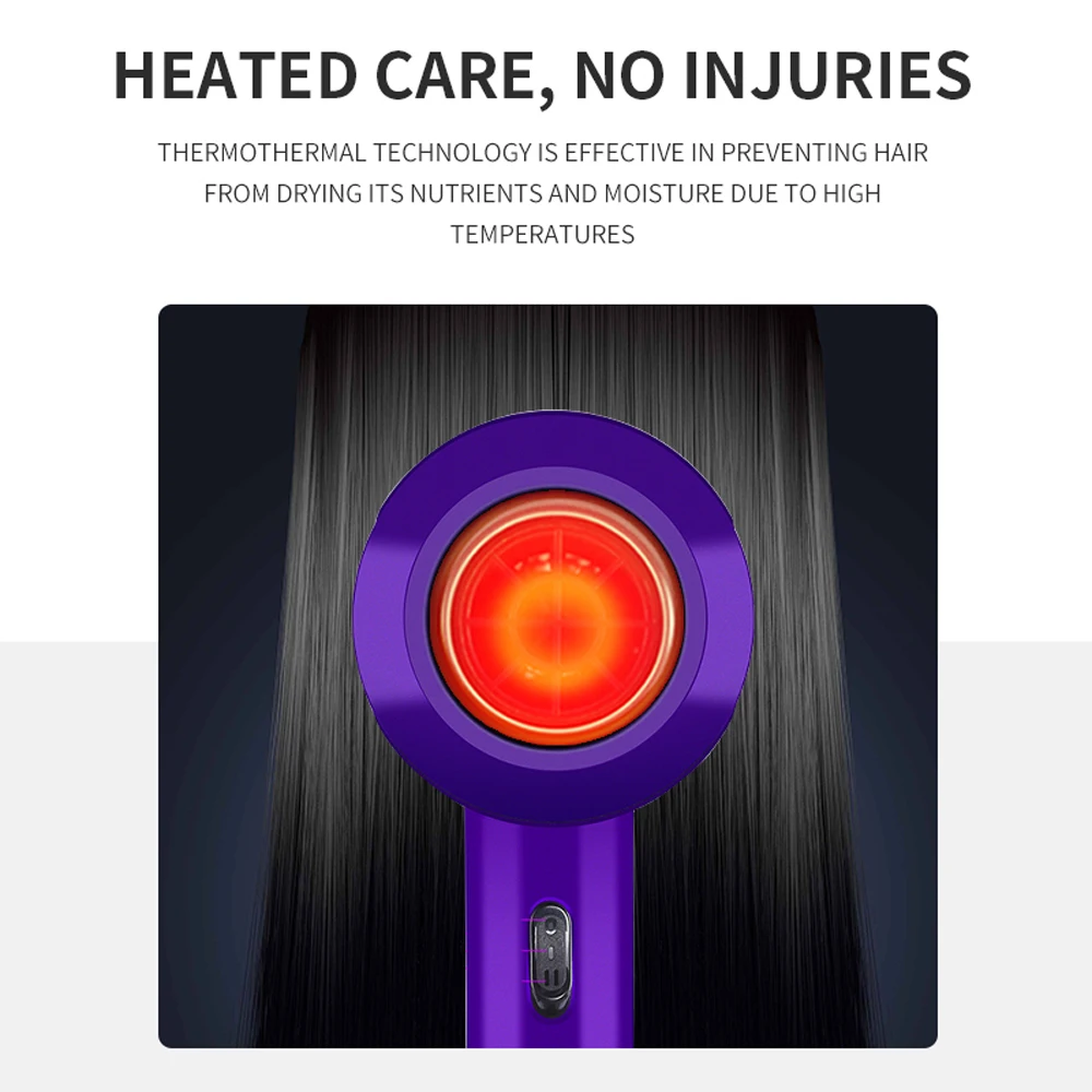 Фен профессиональный с отрицательными ионами и насадками для парикмахерской